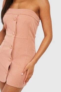 Jersey Bandeau-Minikleid Aus Crepestoff Mit Knopfleiste -Stil Formen Verkäufe gzz50483 camel xl 3