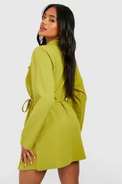 Lockeres Jersey-Blazerkleid Aus Crepestoff Mit Bindegürtel -Stil Formen Verkäufe gzz50484 olive xl 1