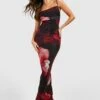 Mesh Maxi-Slipkleid Mit Abstraktem Blumenprint -Stil Formen Verkäufe gzz50503 red xl