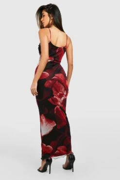 Mesh Maxi-Slipkleid Mit Abstraktem Blumenprint 7 Mesh Maxi-Slipkleid Mit Abstraktem Blumenprint -Stil Formen Verkäufe gzz50503 red xl 1