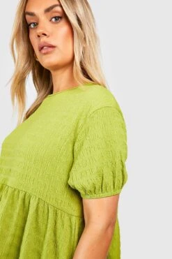 Plus Kurzärmliges Strukturiertes Kitteloberteil -Stil Formen Verkäufe gzz50752 lime xl 3