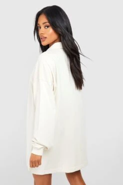 Super Oversize Sweatshirt-Kleid Mit Kragen Und Knopfleiste -Stil Formen Verkäufe gzz50782 stone xl 1