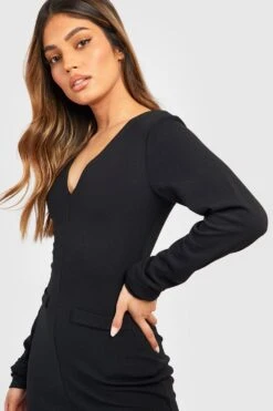 Kleid Aus Crepestoff Mit Gerafften Ärmeln -Stil Formen Verkäufe gzz50801 black xl 3