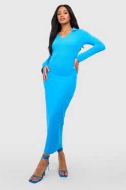 Midikleid Aus Crepestoff Mit Kragen Und Seitlicher Raffung