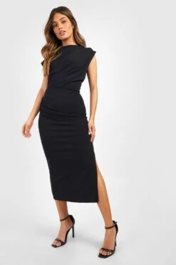 Gerafftes Midikleid Aus Crepestoff -Stil Formen Verkäufe gzz50810 black xl 2