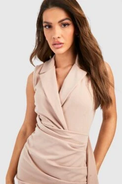 Ärmelloses Blazerkleid Mit Wickel-Detail 9 Ärmelloses Blazerkleid Mit Wickel-Detail -Stil Formen Verkäufe gzz50812 stone xl 3