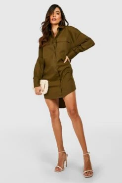 Oversize Utility-Hemdkleid Aus Baumwolle