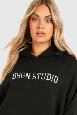 Plus Hoodie Mit Dsgn Studio Applikation -Stil Formen Verkäufe gzz50901 black xl 3