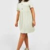 Plus Kurzärmlig Geripptes Basic Skaterkleid Mit Knopfleiste -Stil Formen Verkäufe gzz50922 sage xl
