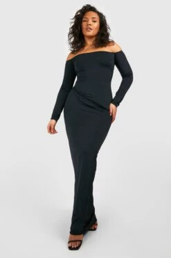 Plus Mattes Premium Bardot-Maxikleid -Stil Formen Verkäufe gzz50929 black xl 2