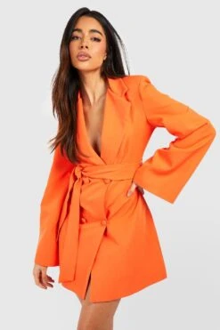 Blazerkleid Mit Bindegürtel Und Weiten Ärmeln 9 Blazerkleid Mit Bindegürtel Und Weiten Ärmeln -Stil Formen Verkäufe gzz51000 orange xl 3
