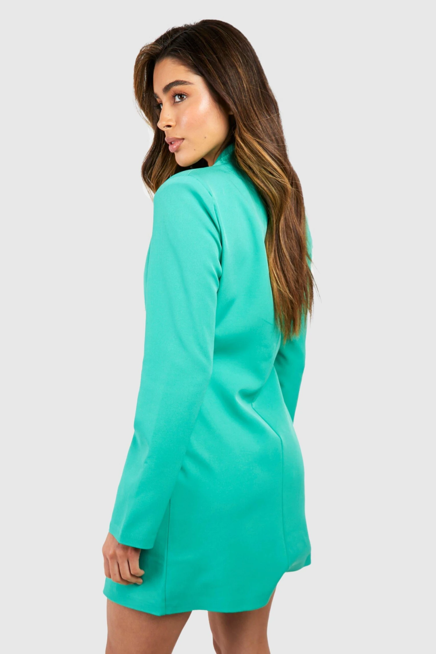 Kragenloses Blazerkleid Mit Tiefem Ausschnitt 4 Kragenloses Blazerkleid Mit Tiefem Ausschnitt – Bild 2