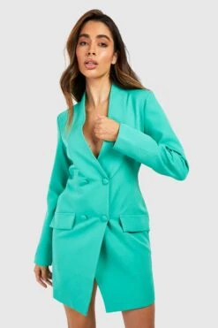 Kragenloses Blazerkleid Mit Tiefem Ausschnitt 8 Kragenloses Blazerkleid Mit Tiefem Ausschnitt -Stil Formen Verkäufe gzz51003 turquoise xl 2