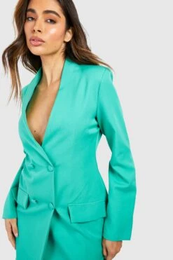 Kragenloses Blazerkleid Mit Tiefem Ausschnitt 9 Kragenloses Blazerkleid Mit Tiefem Ausschnitt -Stil Formen Verkäufe gzz51003 turquoise xl 3