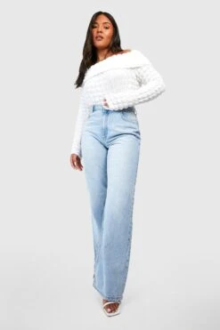 Plus Schulterfreies Strukturiertes Oberteil -Stil Formen Verkäufe gzz51013 ivory xl 2