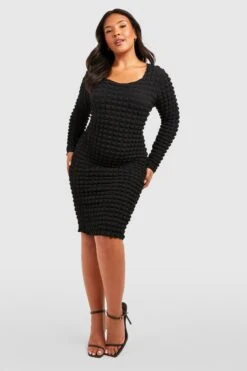 Plus Strukturiertes Bodycon-Kleid -Stil Formen Verkäufe gzz51015 black xl 2
