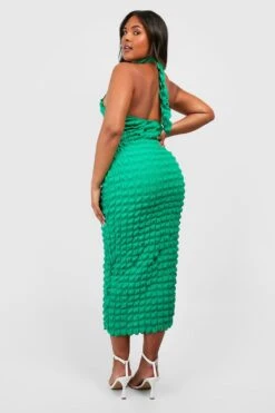 Plus Strukturiertes Neckholder-Midikleid -Stil Formen Verkäufe gzz51020 bright20green xl 1
