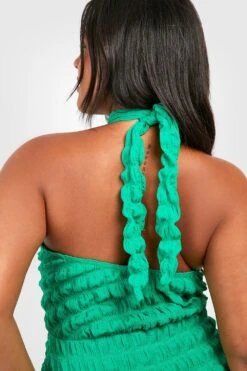 Plus Strukturiertes Neckholder-Midikleid -Stil Formen Verkäufe gzz51020 bright20green xl 3