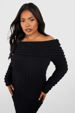 Plus Strukturiertes Bardot-Minikleid 9 Plus Strukturiertes Bardot-Minikleid -Stil Formen Verkäufe gzz51021 black xl 3