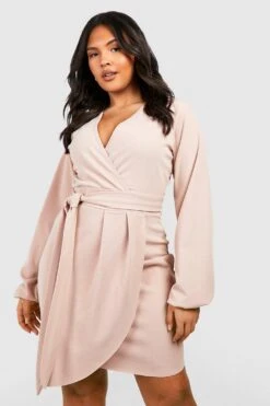 Plus Wickel-Kleid Mit Gürtel