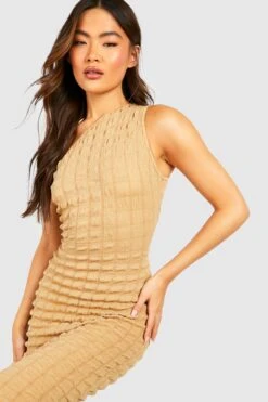 Strukturiertes Asymmetrisches Midikleid -Stil Formen Verkäufe gzz51146 camel xl 3