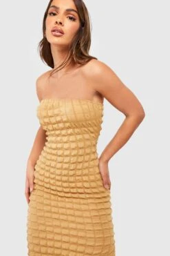 Strukturiertes Bandeau-Midikleid -Stil Formen Verkäufe gzz51149 camel xl 3