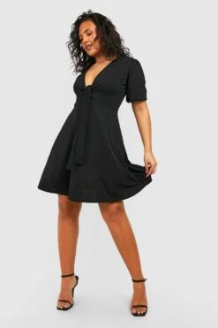 Plus Skaterkleid Mit Knoten Vorne 8 Plus Skaterkleid Mit Knoten Vorne -Stil Formen Verkäufe gzz51152 black xl 2