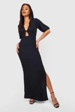 Strukturiertes Maxikleid Mit Puffärmeln Und Cut-Out Detail -Stil Formen Verkäufe gzz51194 black xl 2