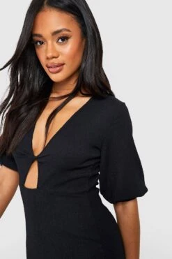 Strukturiertes Maxikleid Mit Puffärmeln Und Cut-Out Detail -Stil Formen Verkäufe gzz51194 black xl 3