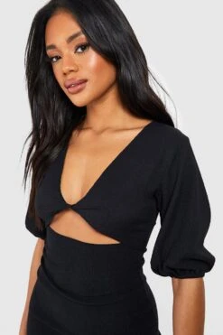 Strukturiertes Rüschen-Minikleid Mit Puffärmeln -Stil Formen Verkäufe gzz51199 black xl 3