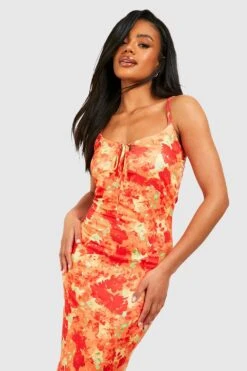 Florales Maxikleid Mit Schnür-Detail -Stil Formen Verkäufe gzz51222 orange xl 2