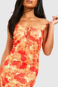 Florales Maxikleid Mit Schnür-Detail -Stil Formen Verkäufe gzz51222 orange xl 3