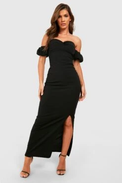 Maxikleid Mit Twist-Detail Und Puffärmeln 8 Maxikleid Mit Twist-Detail Und Puffärmeln -Stil Formen Verkäufe gzz51276 black xl 2