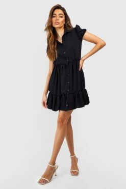 Kurzärmliges Hemd-Kleid -Stil Formen Verkäufe gzz51322 black xl 2