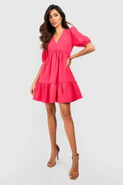 Rüschen-Smokkleid Mit Puffärmeln -Stil Formen Verkäufe gzz51324 hot20pink xl 2