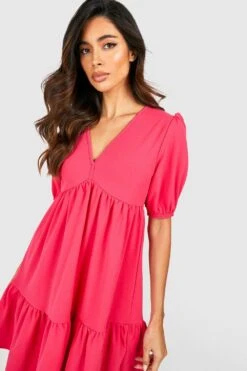 Rüschen-Smokkleid Mit Puffärmeln -Stil Formen Verkäufe gzz51324 hot20pink xl 3