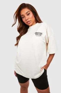 Plus Oversize T-Shirt Mit Sports Club Slogan
