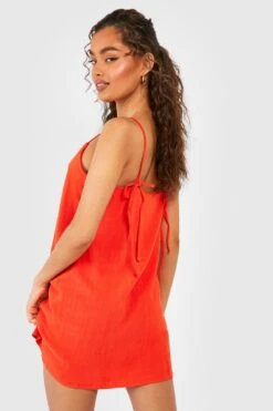 Leinen-Kleid Mit Spaghetti-Trägern -Stil Formen Verkäufe gzz51348 burnt20orange xl 1