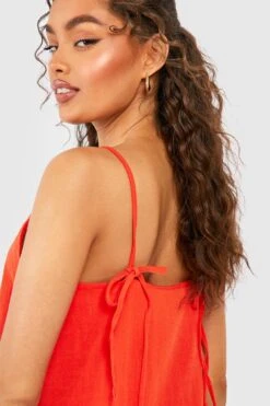 Leinen-Kleid Mit Spaghetti-Trägern -Stil Formen Verkäufe gzz51348 burnt20orange xl 3