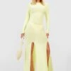 Rundhals-Maxikleid Mit Schlitz -Stil Formen Verkäufe gzz51428 yellow xl