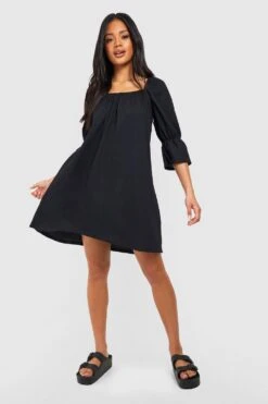 Strukturiertes Smokkleid Mit Puffärmeln -Stil Formen Verkäufe gzz51450 black xl 2