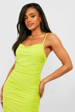 Gerafftes Maxikleid -Stil Formen Verkäufe gzz51561 lime xl 2