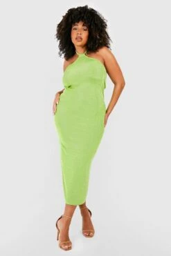 Plus Neckholder-Midikleid -Stil Formen Verkäufe gzz51613 lime xl 2