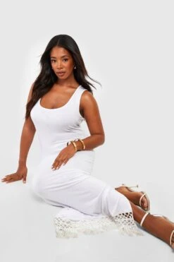 Plus Gehäkeltes Rundhals-Strandkleid Mit Quasten 9 Plus Gehäkeltes Rundhals-Strandkleid Mit Quasten -Stil Formen Verkäufe gzz51637 white xl 3