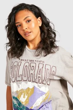 Plus Oversize T-Shirt Mit Colorado-Print -Stil Formen Verkäufe gzz51644 stone xl 3