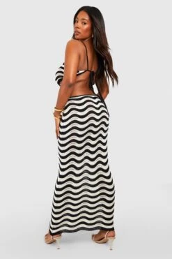 Plus Gehäkeltes Cut-Out Midikleid Mit Zick-Zack Print -Stil Formen Verkäufe gzz51655 black xl 1