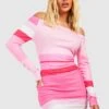 Schulterfreies Geripptes Bodycon-Kleid Mit Streifen -Stil Formen Verkäufe gzz51745 pink xl