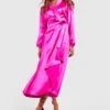 Wickel-Midikleid Aus Satin Mit Gürtel 1 Wickel-Midikleid Aus Satin Mit Gürtel -Stil Formen Verkäufe gzz51785 hot20pink xl