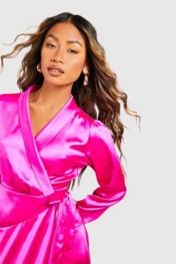 Wickel-Midikleid Aus Satin Mit Gürtel -Stil Formen Verkäufe gzz51785 hot20pink xl 3
