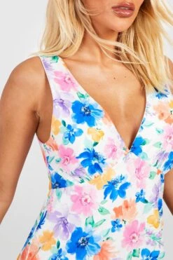 Strukturiertes Florales Minikleid -Stil Formen Verkäufe gzz51794 blue xl 3